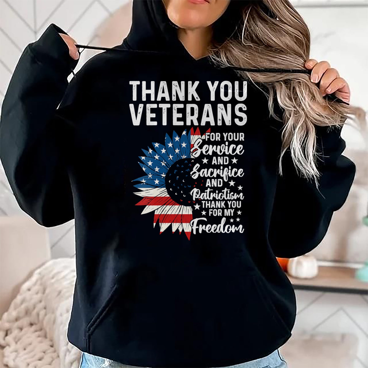 Proud Veteran Shirt, Funny Veteran UnisexT-Shirt/Hoodie/Sweatshirt HLT00 - Womens Thank You Veterans for Your Service and Sacrifice US Veteran V-Neck T-Shirt