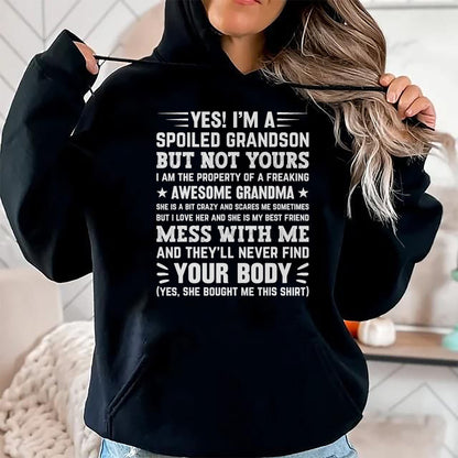 Best Grandma Shirt, Proud Grandma Unisex T-Shirt/Hoodie/Sweatshirt HLT00 - yes i'm a spoiled grandson T-Shirt (3)