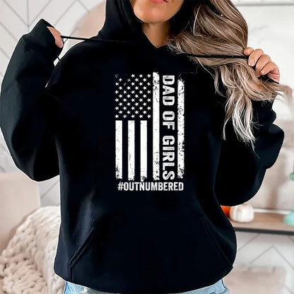 Gift for Dad Shirt, Funny Dad Unisex T-Shirt/Hoodie/Sweatshirt HLT00 – Proud Dad of Girl Outnumbered American Flag Father_s Day T-Shirt