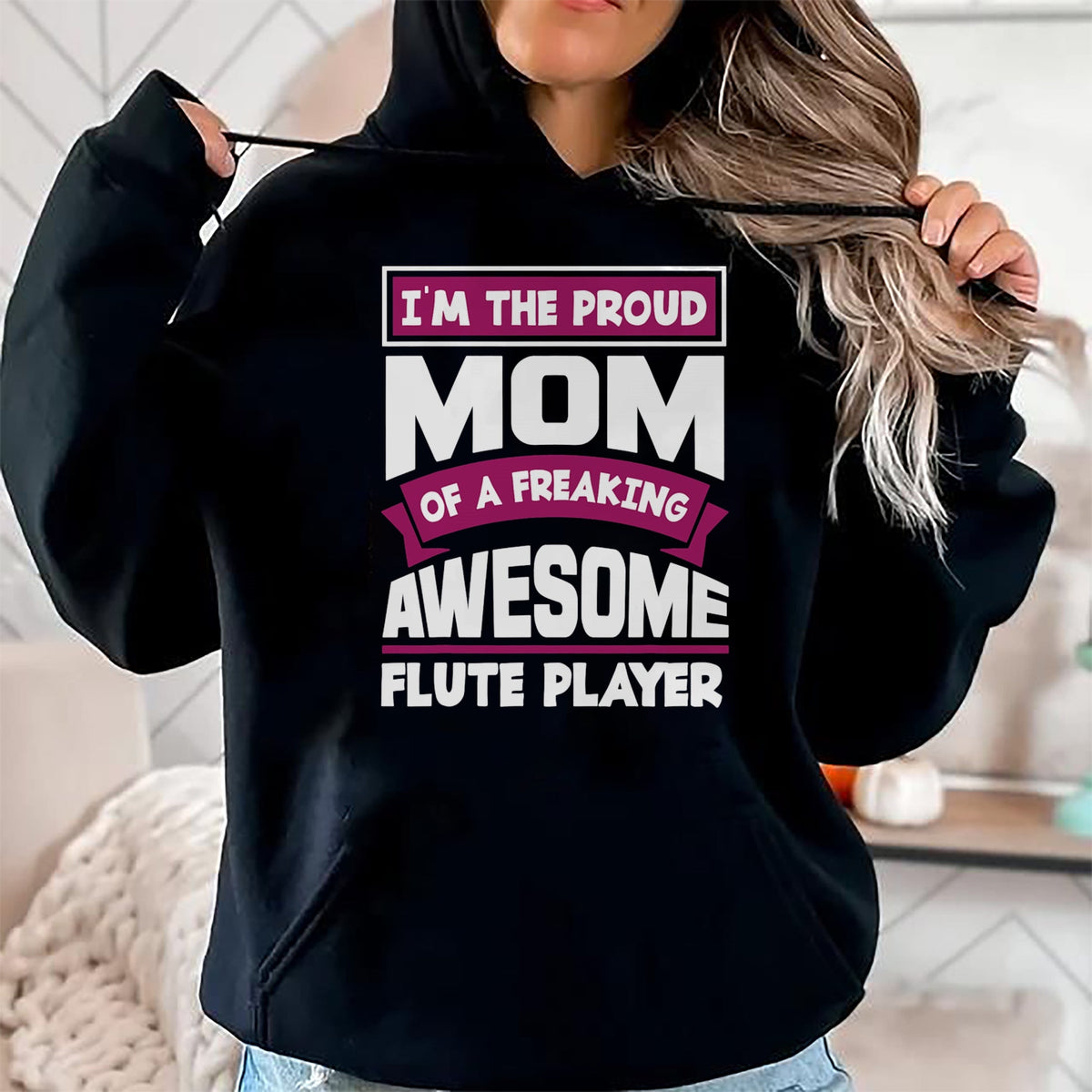 Gift for Mom Shirt, Funny Mom Unisex T-Shirt/Hoodie/Sweatshirt HLT00 - Funny Proud Mom Of Awesome Flute Player Mother Of Flutist T-Shirt