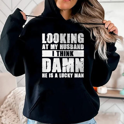 Best Wife Shirt, Wife and Husband Unisex T-Shirt/Hoodie/Sweatshirt HLT00 - Gift for wife T shirt, lucky wife   He is a Lucky Husband - Anniversary Gift - Man & Wife Premium T-