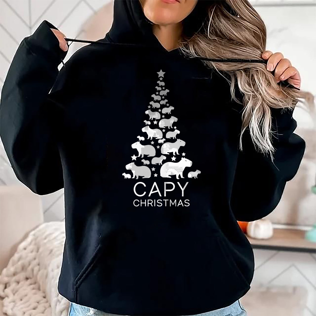 Cute Capybara Shirt, Funny Capybara Unisex T-Shirt/Hoodie/Sweatshirt HLT00 - Cute Capybara Christmas Tree Shirt, Funny Capy Holidays T-Shirt