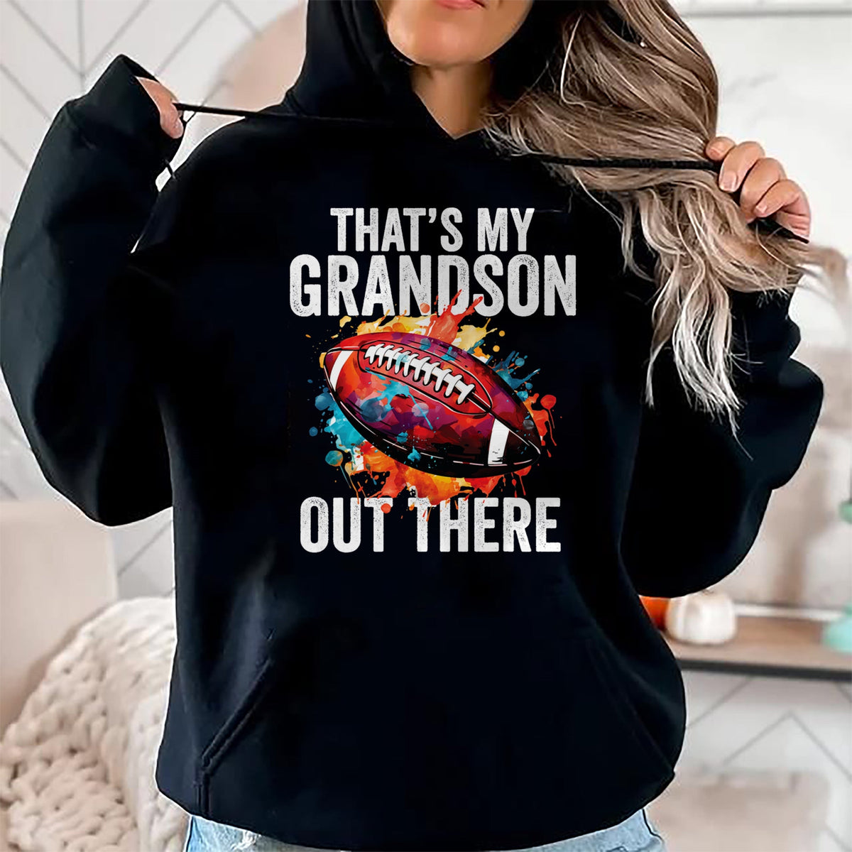 Best Grandpa Shirt, Proud Grandpa Unisex T-Shirt/Hoodie/Sweatshirt HLT00 - That's My Grandson Out There Football Grandma Grandpa T-Shirt
