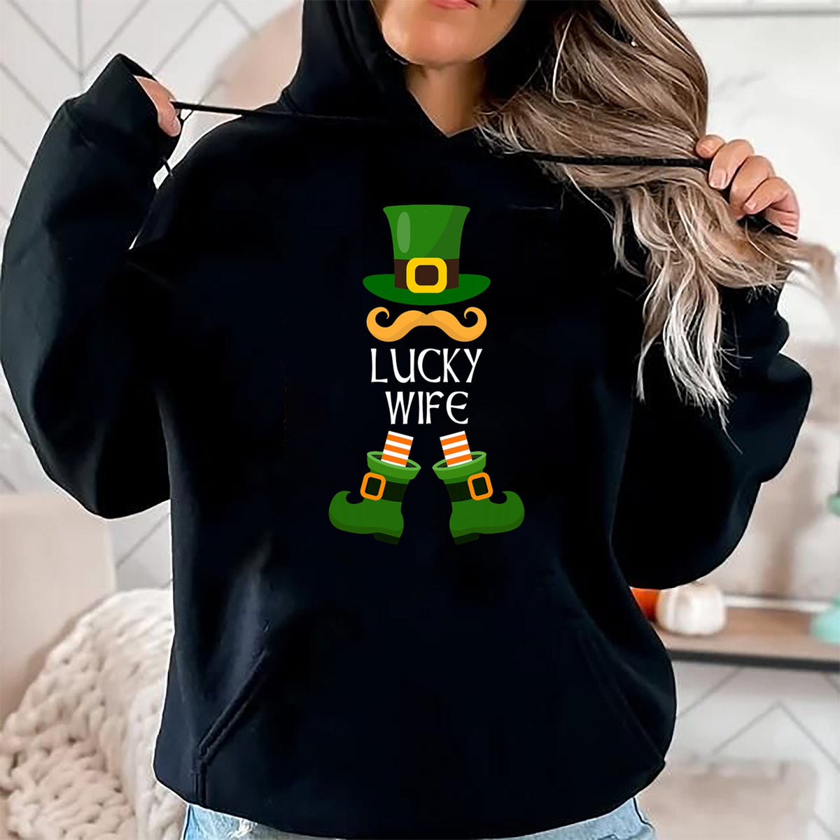 Best Wife Shirt, Wife and Husband Unisex T-Shirt/Hoodie/Sweatshirt HLT00 - Gift for wife T shirt, lucky wife   Lucky Wife Leprechaun Matching Family St Patricks Day T-Shirt