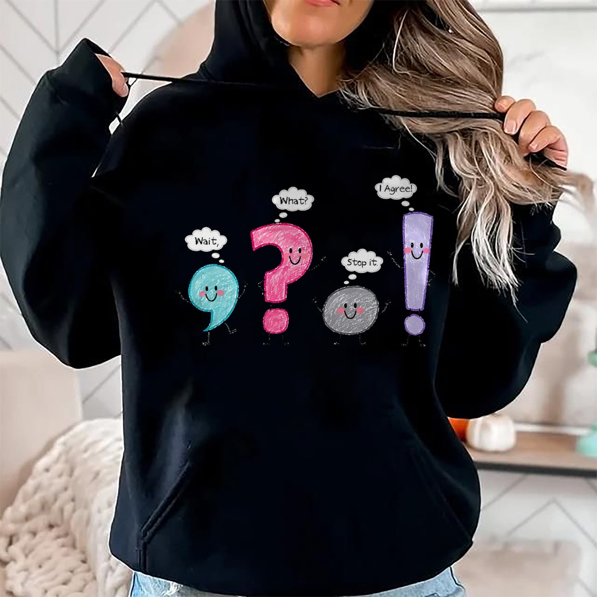 Best Teacher Shirt, Funny Teacher UnisexT-Shirt/Hoodie/Sweatshirt HLT00 - Funny Personified Punctuation Marks Grammar English Teacher T-Shirt