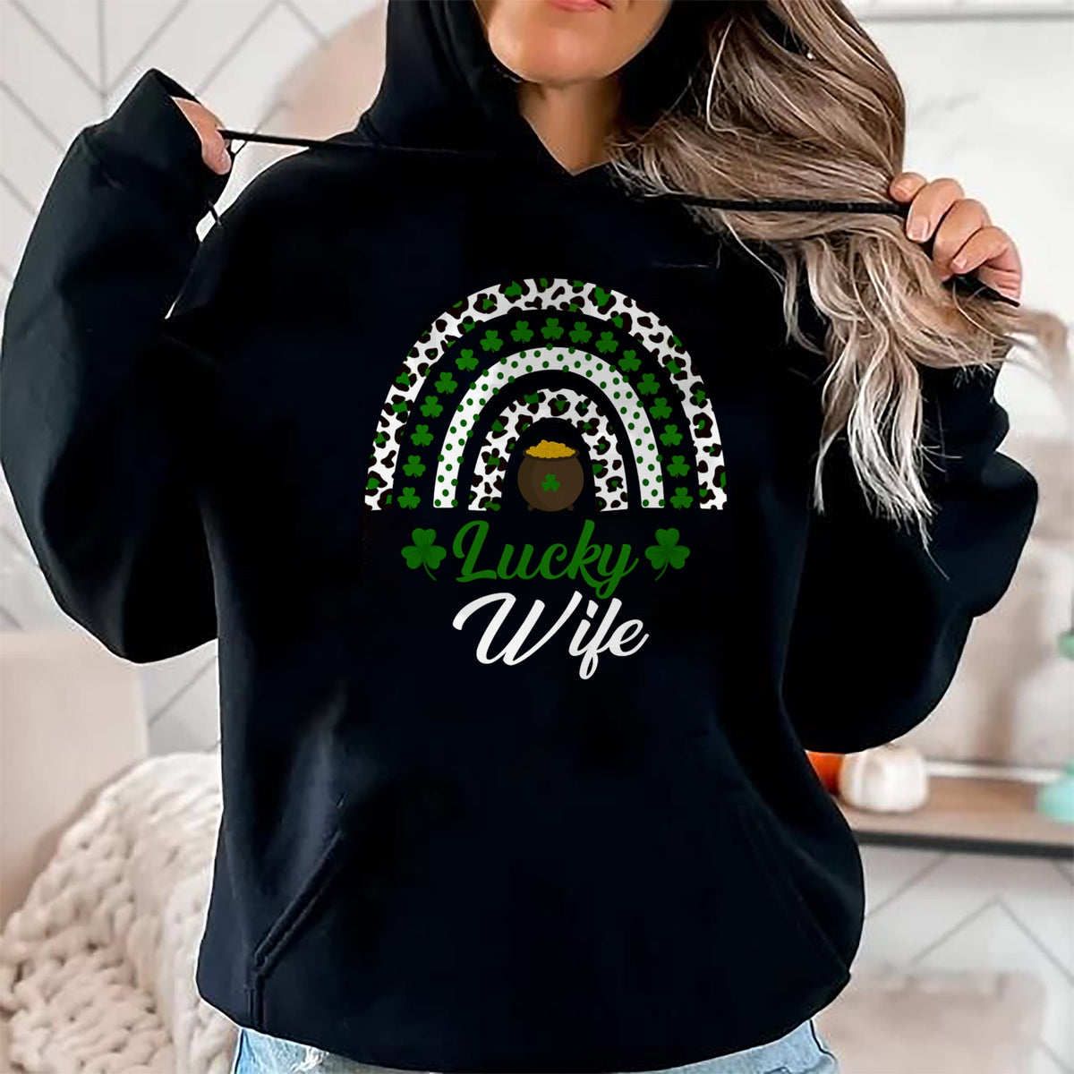 Best Wife Shirt, Wife and Husband Unisex T-Shirt/Hoodie/Sweatshirt HLT00 - Gift for wife T shirt, lucky wife   Lucky Wife Rainbow St Patricks Day Lucky Wife Long Sleeve T-Shir (3)