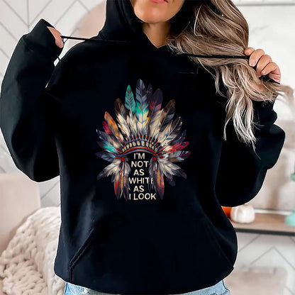 Native American T-Shirts, Vintage Native American Unisex T-Shirt/Hoodie/Sweatshirt HLT00 - I'm Not As White As I Look Native American Indian Day Pride T-Shirt (1)
