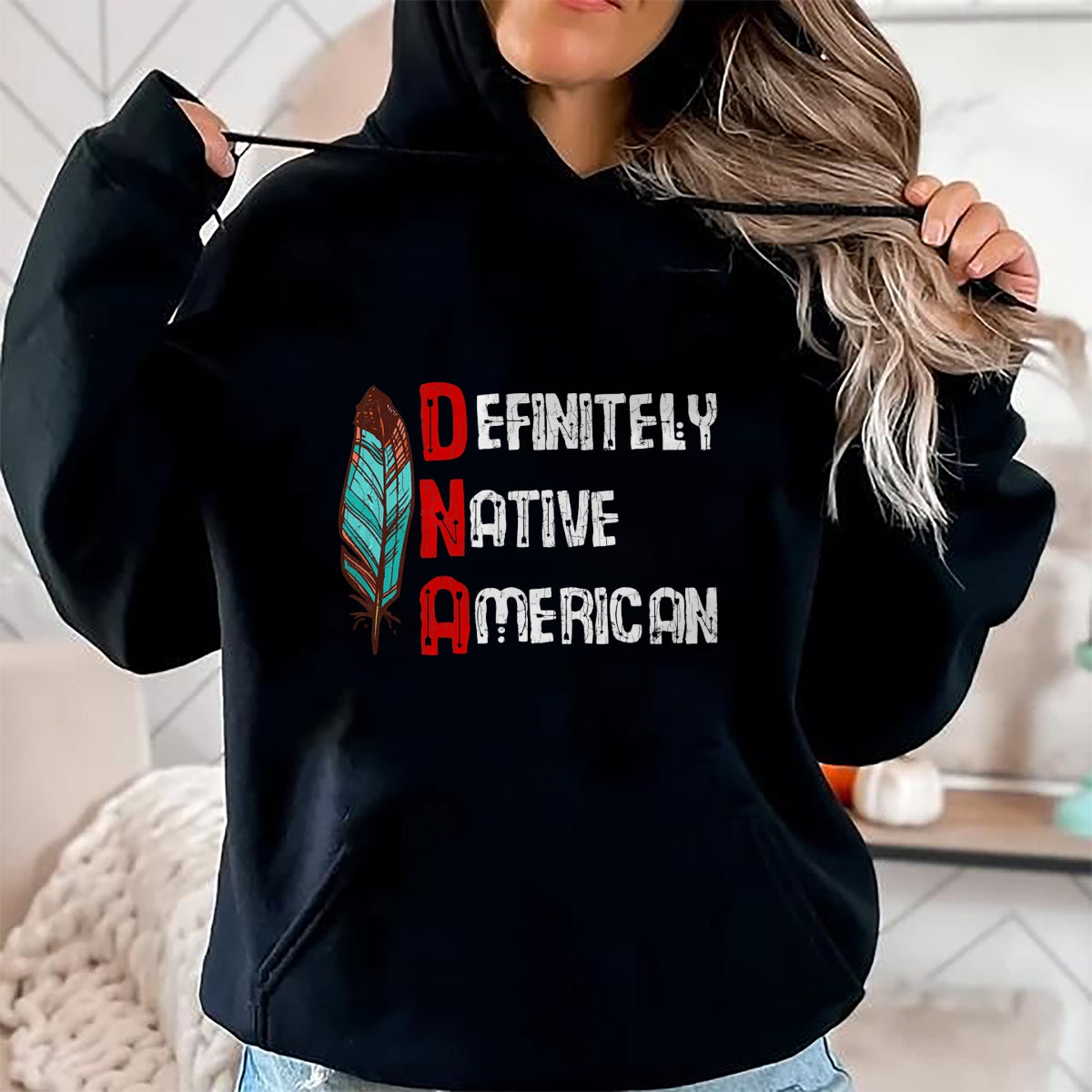 Native American T-Shirts, Vintage Native American Unisex T-Shirt/Hoodie/Sweatshirt HLT00 - American Flag - Definitely Native American Day Funny Graphic T-Shirt