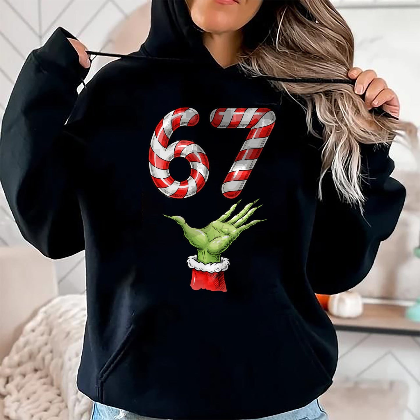 Santa Six Seven 67 Meme Christmas 67 Candy Cane Kids Boys T-Shirt - Christmas Unisex T-Shirt/Hoodie/Sweatshirt - HNDS00