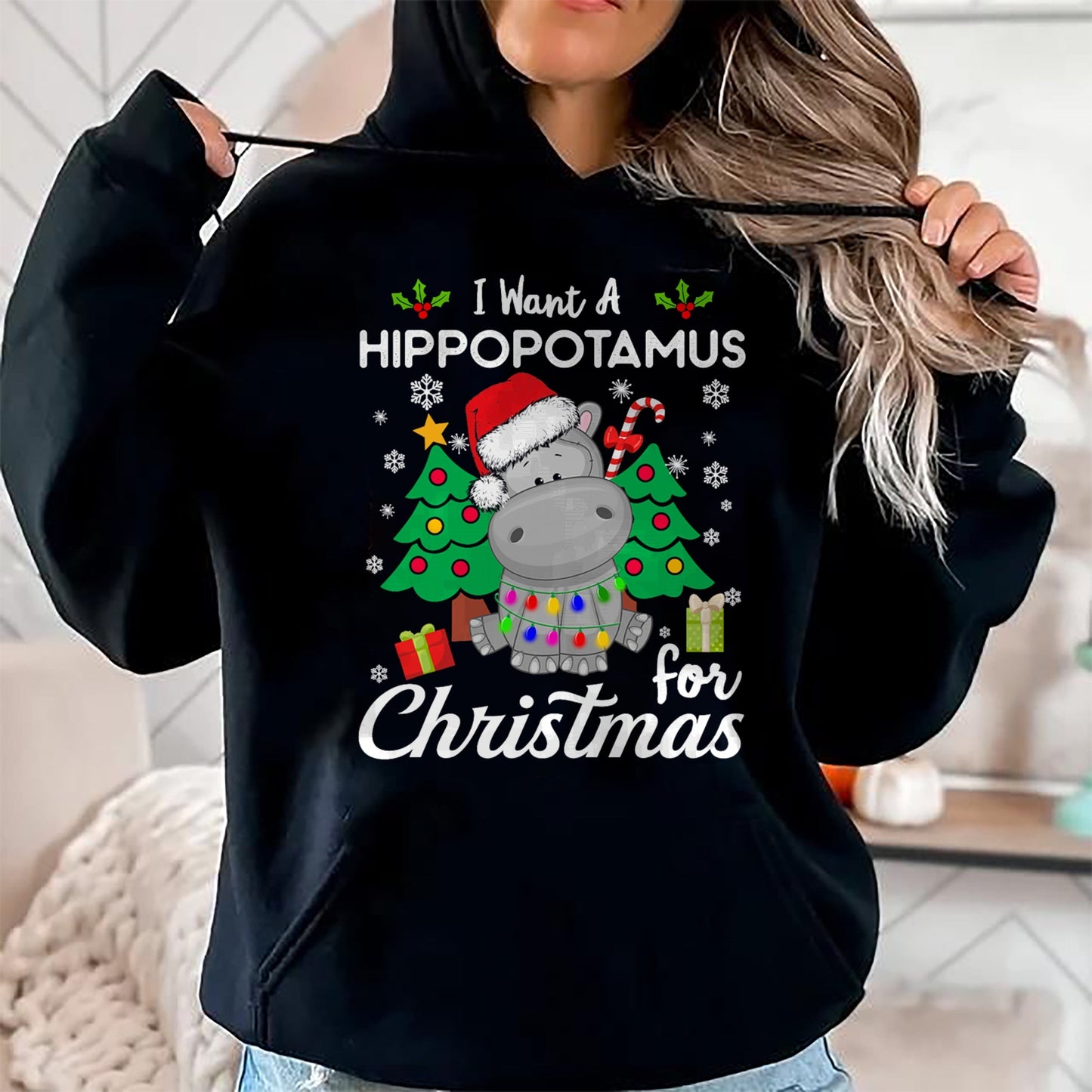 I Want A Hippopotamus For Christmas Cute Gift Xmas Costume T-Shirt - Christmas Unisex T-Shirt/Hoodie/Sweatshirt - HNDS00