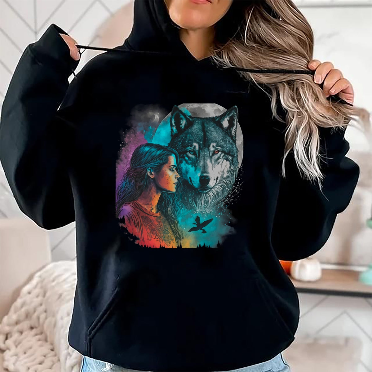 Native American T-Shirts, Vintage Native American Unisex T-Shirt/Hoodie/Sweatshirt HLT00 - Ethnic Tribal Wolf Boho Feather Native American Hippie Women T-Shirt (1)