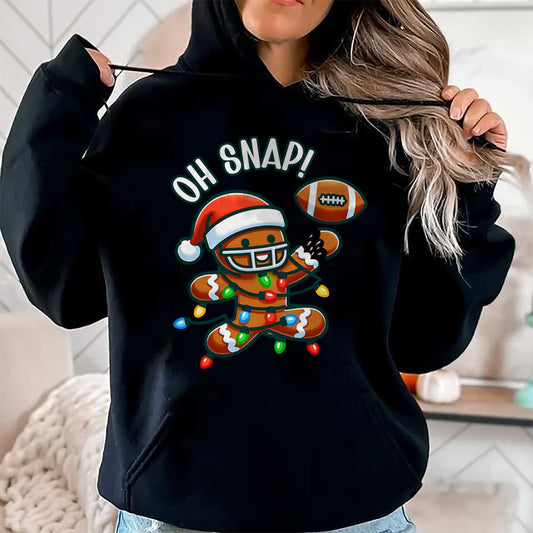 Funny Gingerbread Man Pajamas & PJs Xmas Holiday Oh Snap Gingerbreadman Christmas Football T-Shirt - Christmas Unisex T-Shirt/Hoodie/Sweatshirt - HNDS00