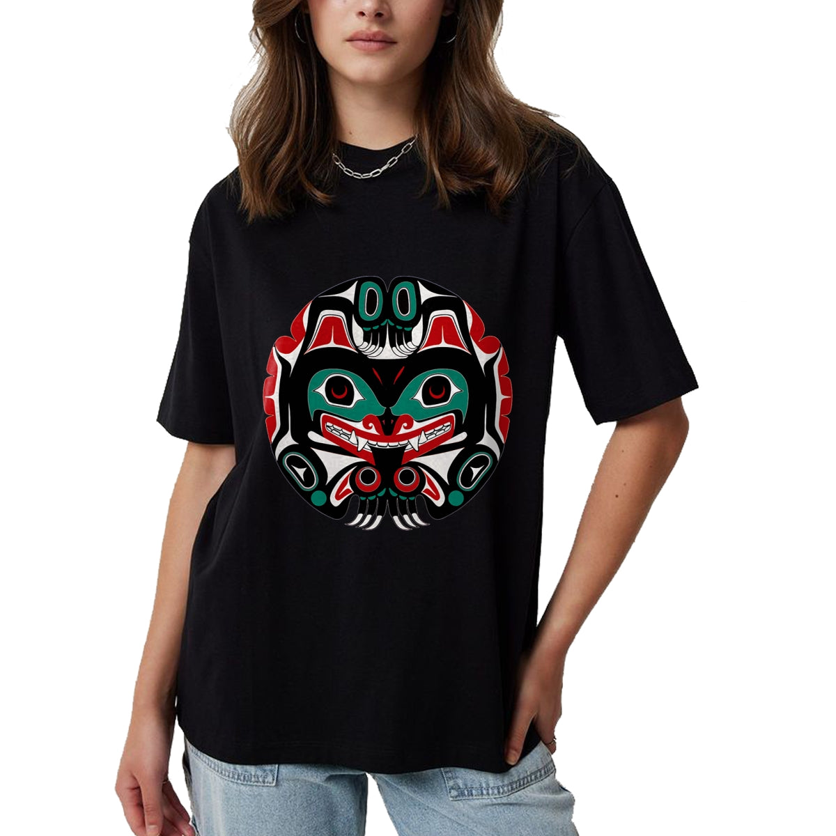 Native American T-Shirts, Vintage Native American Unisex T-Shirt/Hoodie/Sweatshirt HLT00 - Alaska Native American Art Tlingit Eagle Tribal Bear Clan T-Shirt (1)