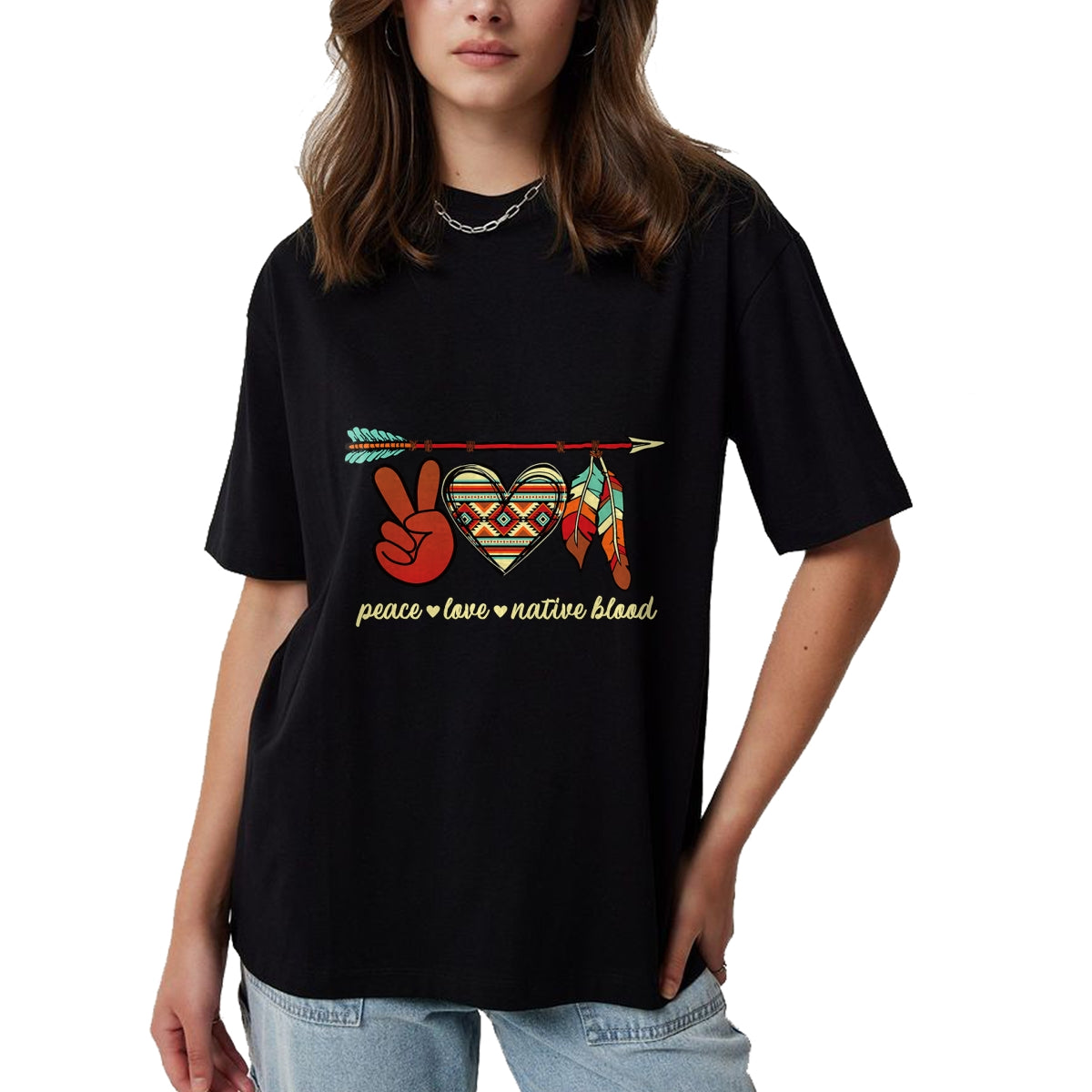 Native American T-Shirts, Vintage Native American Unisex T-Shirt/Hoodie/Sweatshirt HLT00 - Peace Love Native Blood Indigenous People Native American T-Shirt (1) (Copy)