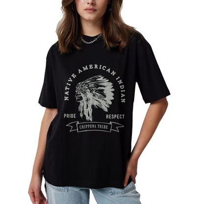 Native American T-Shirts, Vintage Native American Unisex T-Shirt/Hoodie/Sweatshirt HLT00 - American Flag - Chippewa Tribe Native American Indian Pride Respect Love T-Shirt