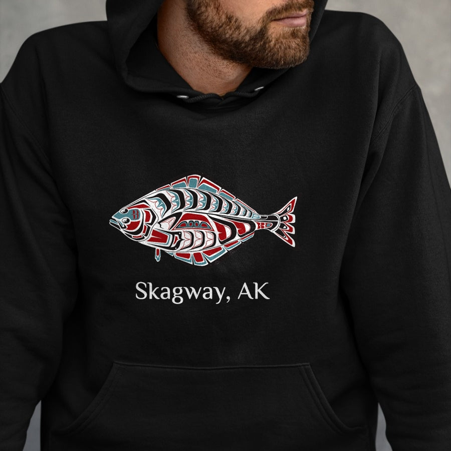 Native American T-Shirts, Vintage Native American Unisex T-Shirt/Hoodie/Sweatshirt HLT00 - Native American Skagway Alaska Halibut Northwest Indian Gift