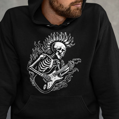 Guitar Lover Shirt, Funny Guitar UnisexT-Shirt/Hoodie/Sweatshirt HLT00 - Punk Rock Skeleton Electric Guitar Rocker Men Boys Kids T-Shirt, Men, Black, Large