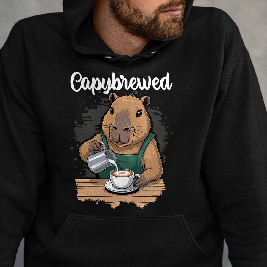 Cute Capybara Shirt, Funny Capybara Unisex T-Shirt/Hoodie/Sweatshirt HLT00 - Capybrewed Funny Capybara Barista Coffee Lover T-Shirt