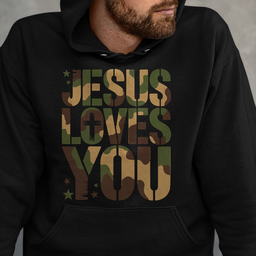 Best Thanksgiving Family Shirt , Funny Thanksgiving UnisexT-Shirt/Hoodie/Sweatshirt HLT00 - Camo Jesus Loves You Camouflage Christian Saying Religious T-Shirt