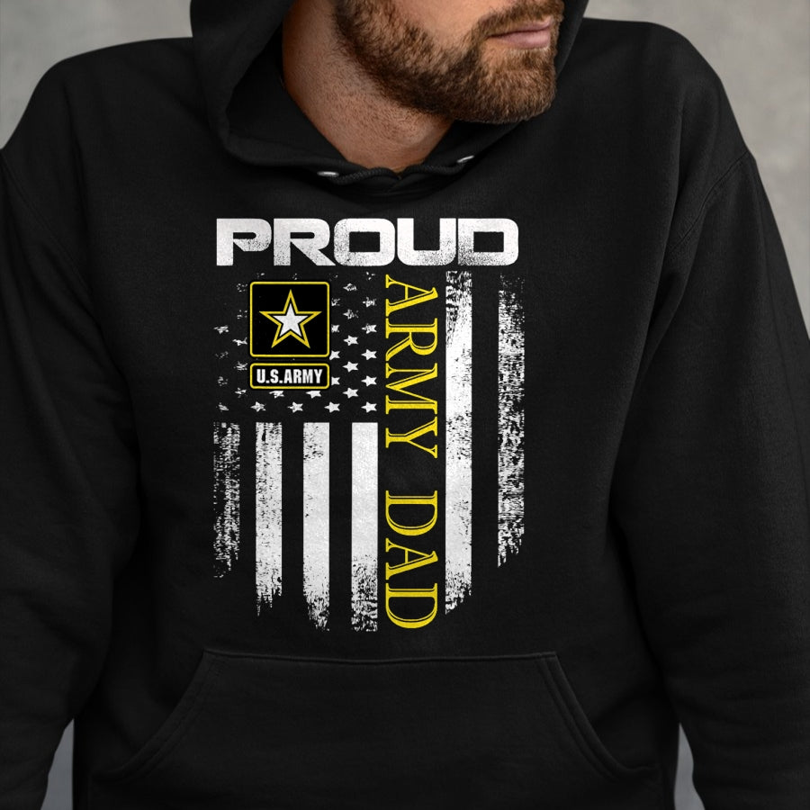 Gift for Dad Shirt, Funny Dad Unisex T-Shirt/Hoodie/Sweatshirt HLT00 – Vintage Proud Army Dad With American Flag Gift T-Shirt