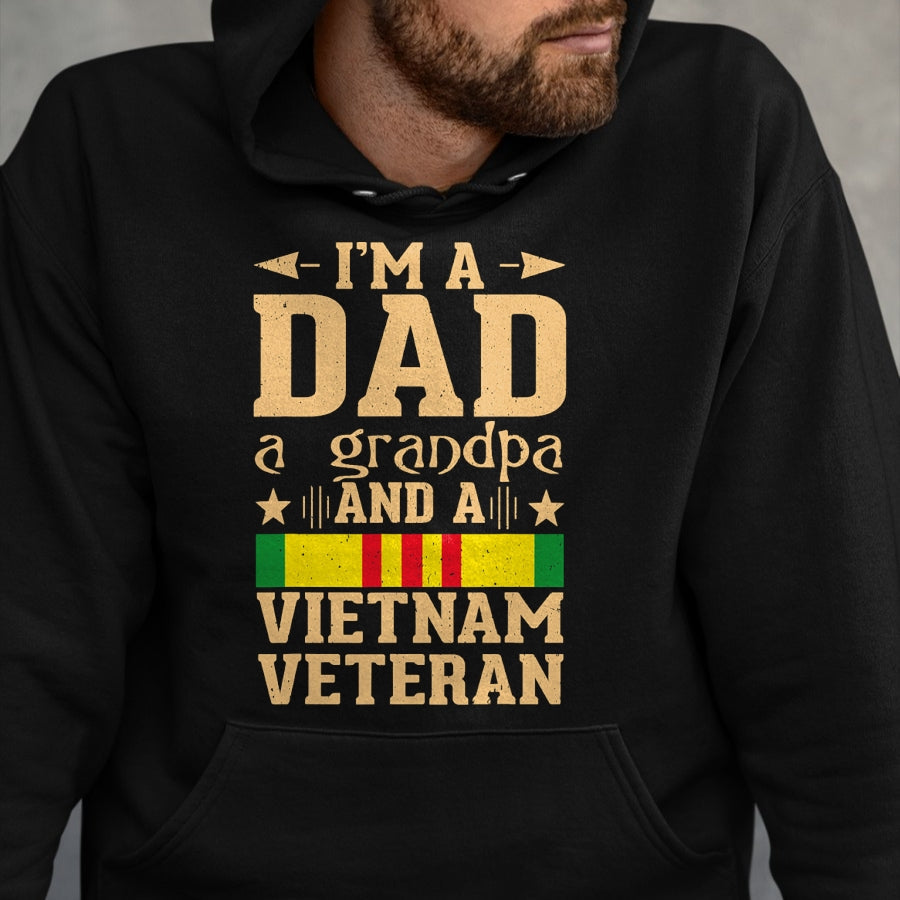 Gift for Dad Shirt, Funny Dad Unisex T-Shirt/Hoodie/Sweatshirt HLT00 – I_m A Dad Grandpa And A Vietnam Veteran Proud Veteran Father T-Shirt