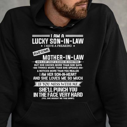 Gift for Mom Shirt, Funny Mom Unisex T-Shirt/Hoodie/Sweatshirt HLT00 - Lucky son-in-law i have a freaking awesome mother-in-law T-Shirt