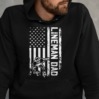 Gift for Dad Shirt, Funny Dad Unisex T-Shirt/Hoodie/Sweatshirt HLT00 – Football Line Dad Of A Football Lineman Father US Flag T-Shirt