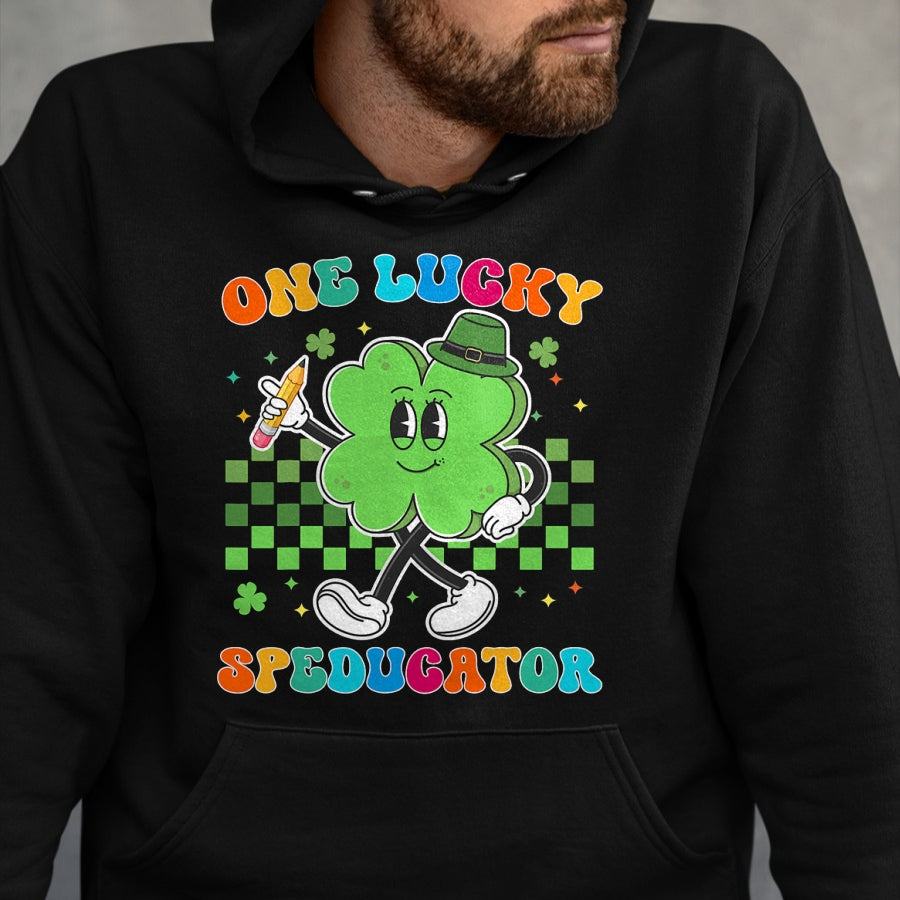 Patrick Day Shirts for Family, Funny Patrick Day shirts, st patrick's day Unisex T-Shirt/Hoodie/Sweatshirt HLT00 - Vintage One Lucky Speducator St Patrick Day School T-Shirt