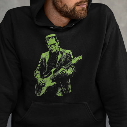 Guitar Lover Shirt, Funny Guitar UnisexT-Shirt/Hoodie/Sweatshirt HLT00 - Frankenstein Playing Guitar T-Shirt, Men, Black, X-Large