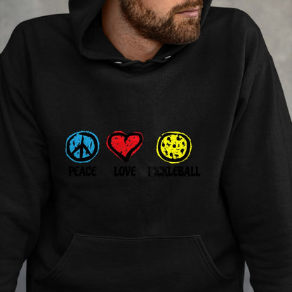 Funny Pickleball Shirt, Pickleball Lover Unisex T-Shirt/Hoodie/Sweatshirt HLT00 - Peace Love Pickleball Pickleball Shirt for Pickleball Player T-Shirt