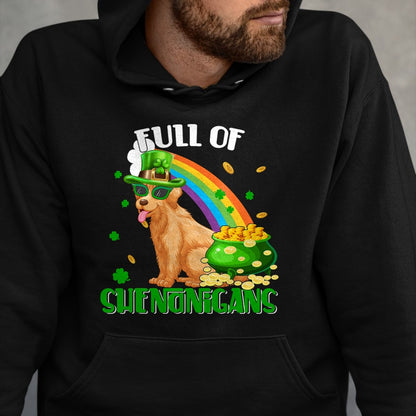 Patrick Day Shirts for Family, Funny Patrick Day shirts, st patrick's day Unisex T-Shirt/Hoodie/Sweatshirt HLT00 - Full Of Shenanigans Patrick Day Leprechaun Golden Retriever T-Shirt