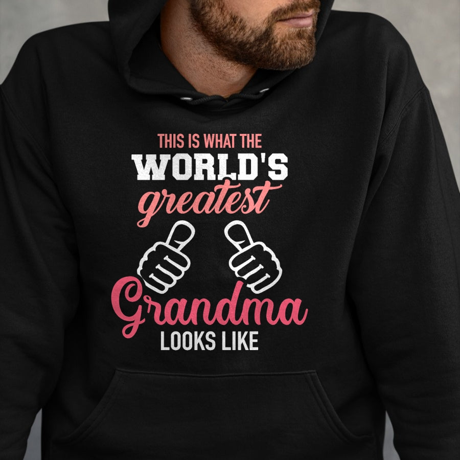 Best Grandma Shirt, Proud Grandma Unisex T-Shirt/Hoodie/Sweatshirt HLT00 - This is what world's greatest grandma looks like T-Shirt (1)