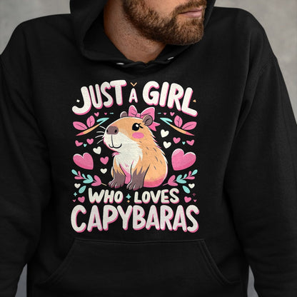 Cute Capybara Shirt, Funny Capybara Unisex T-Shirt/Hoodie/Sweatshirt HLT00 - Just a Girl who Loves Capybaras T-Shirt (5)