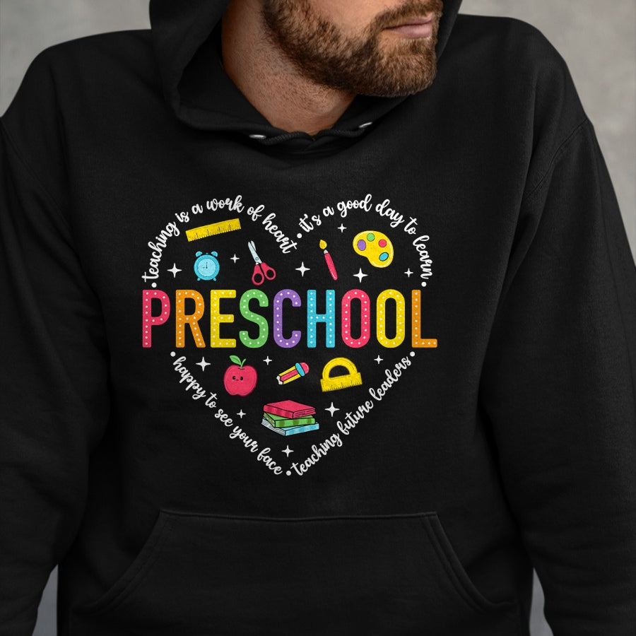 Best Teacher Shirt, Funny Teacher UnisexT-Shirt/Hoodie/Sweatshirt HLT00 - Preschool Teacher Pre-K Heart First Day of Preschool Kids T-Shirt (1)
