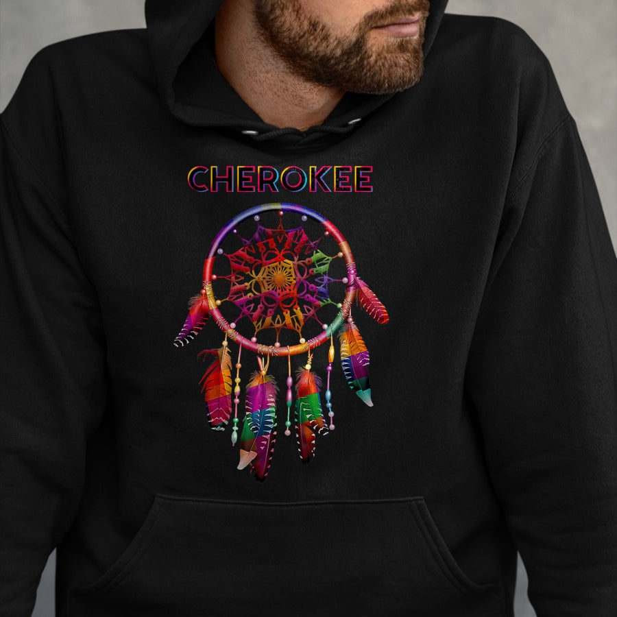 Native American T-Shirts, Vintage Native American Unisex T-Shirt/Hoodie/Sweatshirt HLT00 - Cherokee Native American Indian Colorful Dreamcatcher Tribal