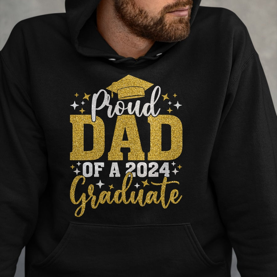 Gift for Dad Shirt, Funny Dad Unisex T-Shirt/Hoodie/Sweatshirt HLT00 – Dad Senior 2024 Proud Dad Of A Class Of 2024 Graduate T-Shirt