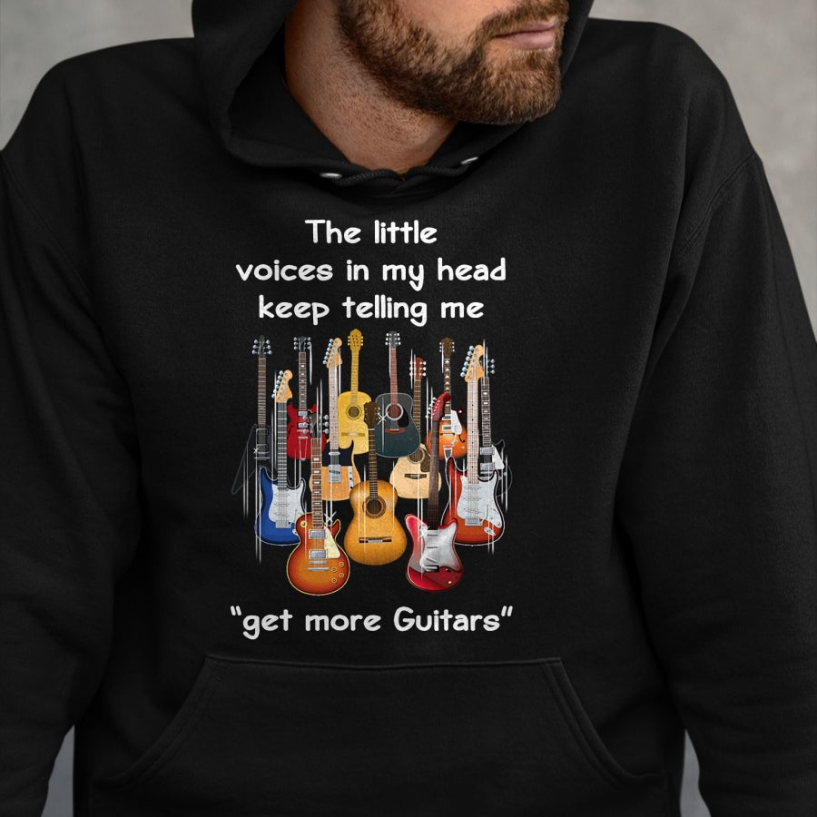 Guitar Lover Shirt, Funny Guitar UnisexT-Shirt/Hoodie/Sweatshirt HLT00 - The Voices in My Head Keep Telling Me to Get More Guitars T-Shirt