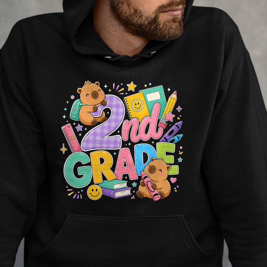 Cute Capybara Shirt, Funny Capybara Unisex T-Shirt/Hoodie/Sweatshirt HLT00 - Cute Capybara 2nd Grade Back to School Second Grader Teacher T-Shirt