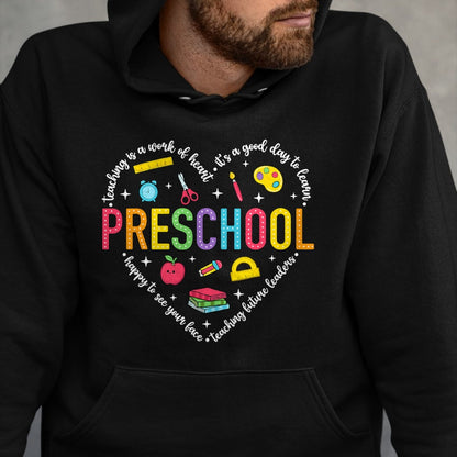 Best Teacher Shirt, Funny Teacher UnisexT-Shirt/Hoodie/Sweatshirt HLT00 - Preschool Teacher Pre-K Heart First Day of Preschool Kids T-Shirt