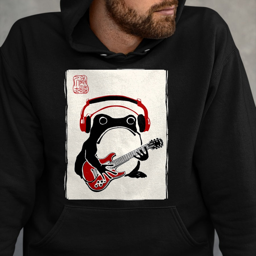 Guitar Lover Shirt, Funny Guitar UnisexT-Shirt/Hoodie/Sweatshirt HLT00 - Funny Grumpy Frog Guitar Rock Music Kawaii Japanese T-Shirt