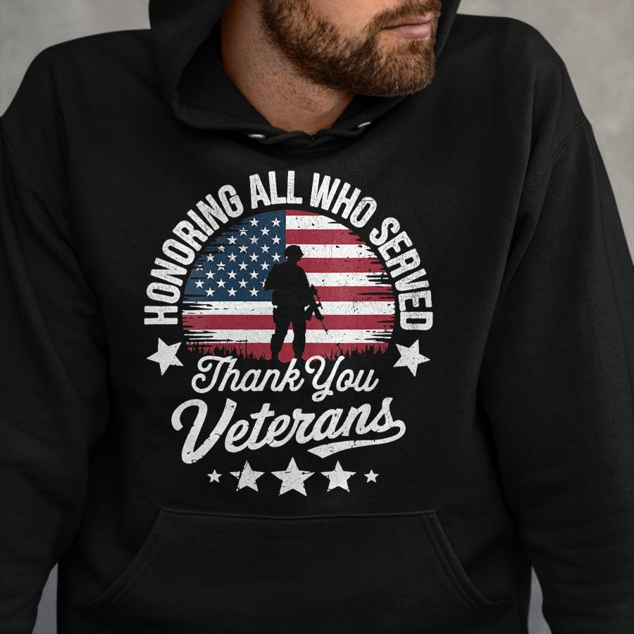 Proud Veteran Shirt, Funny Veteran UnisexT-Shirt/Hoodie/Sweatshirt HLT00 - Women_s Honoring All Who Served Thank You Veterans Day Memorial Day V-Neck T-Shirt