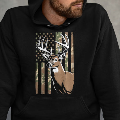 Funny Hunting Shirt, Gift For Hunting Lover Unisex T-Shirt/Hoodie/Sweatshirt HLT00 - Men Boy Camo Deer Hunting American Flag Whitetail Buck Youth T-Shirt