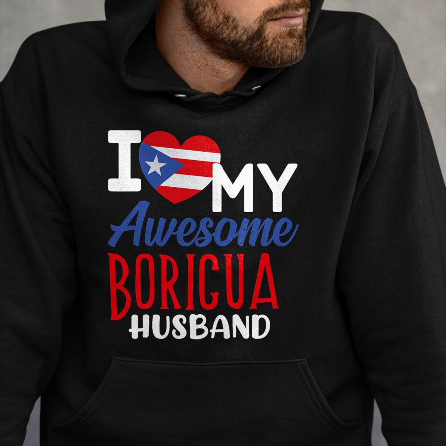 Best Wife Shirt, Wife and Husband Unisex T-Shirt/Hoodie/Sweatshirt HLT00 - Boriqua Puerto Rican Wife I Love My Awesome Boricua Husband T-Shirt