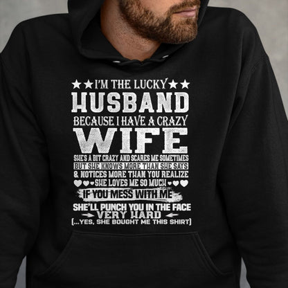 Best Wife Shirt, Wife and Husband Unisex T-Shirt/Hoodie/Sweatshirt HLT00 - Gift for wife T shirt, lucky wife   im a lucky wife i have a crazy husband t shirt - Valentines T-Sh