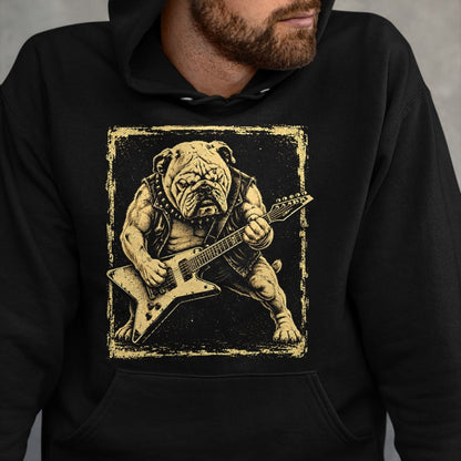 Guitar Lover Shirt, Funny Guitar UnisexT-Shirt/Hoodie/Sweatshirt HLT00 - Funny Bulldog Dog Playing Guitar Rock Punk Vintage T-Shirt