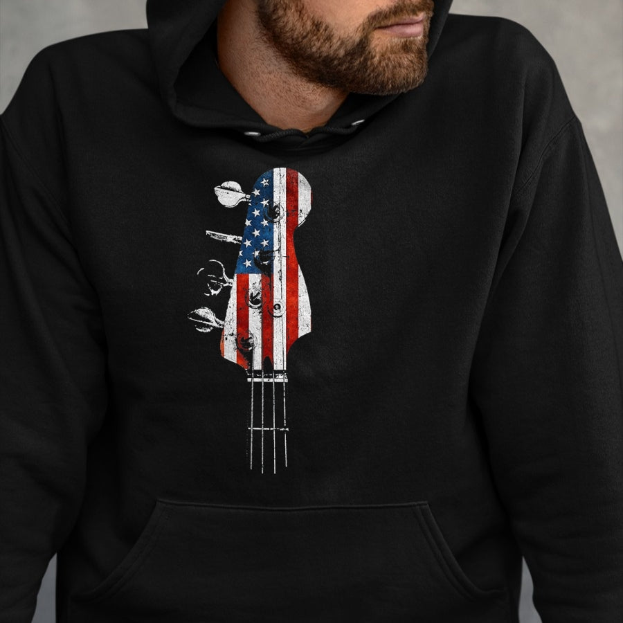 Guitar Lover Shirt, Funny Guitar UnisexT-Shirt/Hoodie/Sweatshirt HLT00 - Bass Guitar Headstock USA Flag for Bassist and Bass Player T-Shirt, Men_s Big and Tall, Black, 2X Ta