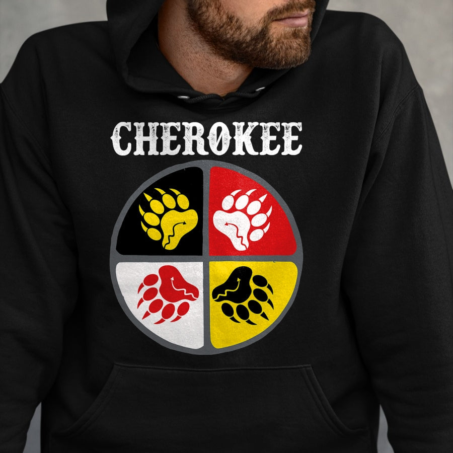 Native American T-Shirts, Vintage Native American Unisex T-Shirt/Hoodie/Sweatshirt HLT00 - Cherokee Tribe Native American Medicine Wheel
