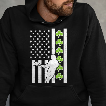 Patrick Day Shirts for Family, Funny Patrick Day shirts, st patrick's day Unisex T-Shirt/Hoodie/Sweatshirt HLT00 - US Flag Shamrock Lacrosse Vintage Lax St Patrick Day Patriot T-Shirt