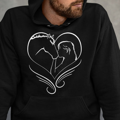 Best Horse Lover Shirt , Funny Horse UnisexT-Shirt/Hoodie/Sweatshirt HLT00 - Girl Kisses Horse Heart Rider Silhouette T-Shirt