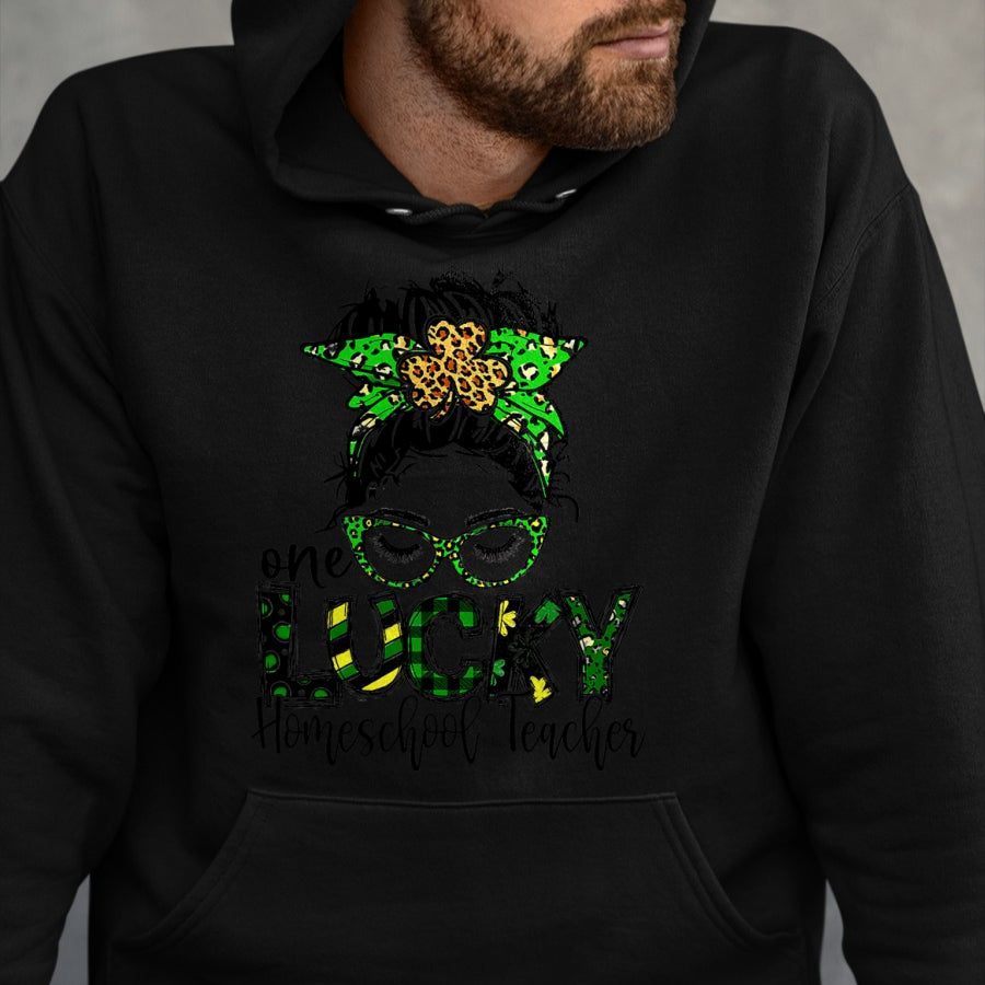 Patrick Day Shirts for Family, Funny Patrick Day shirts, st patrick's day Unisex T-Shirt/Hoodie/Sweatshirt HLT00 - One Lucky Homeschool Teacher St Patrick Day Teacher LOVE KID T-Shirt